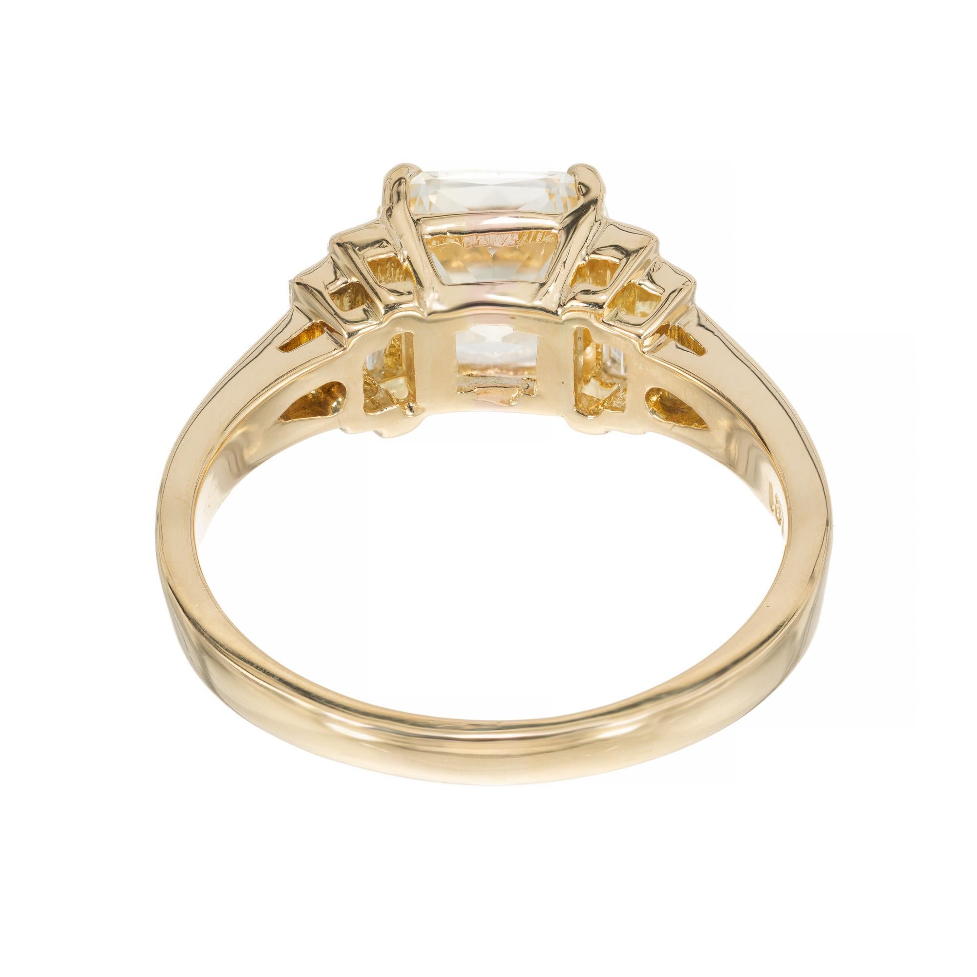 2.00 Carat Octagonal Yellow Sapphire Diamond Yellow Gold Engagement Ring 1
