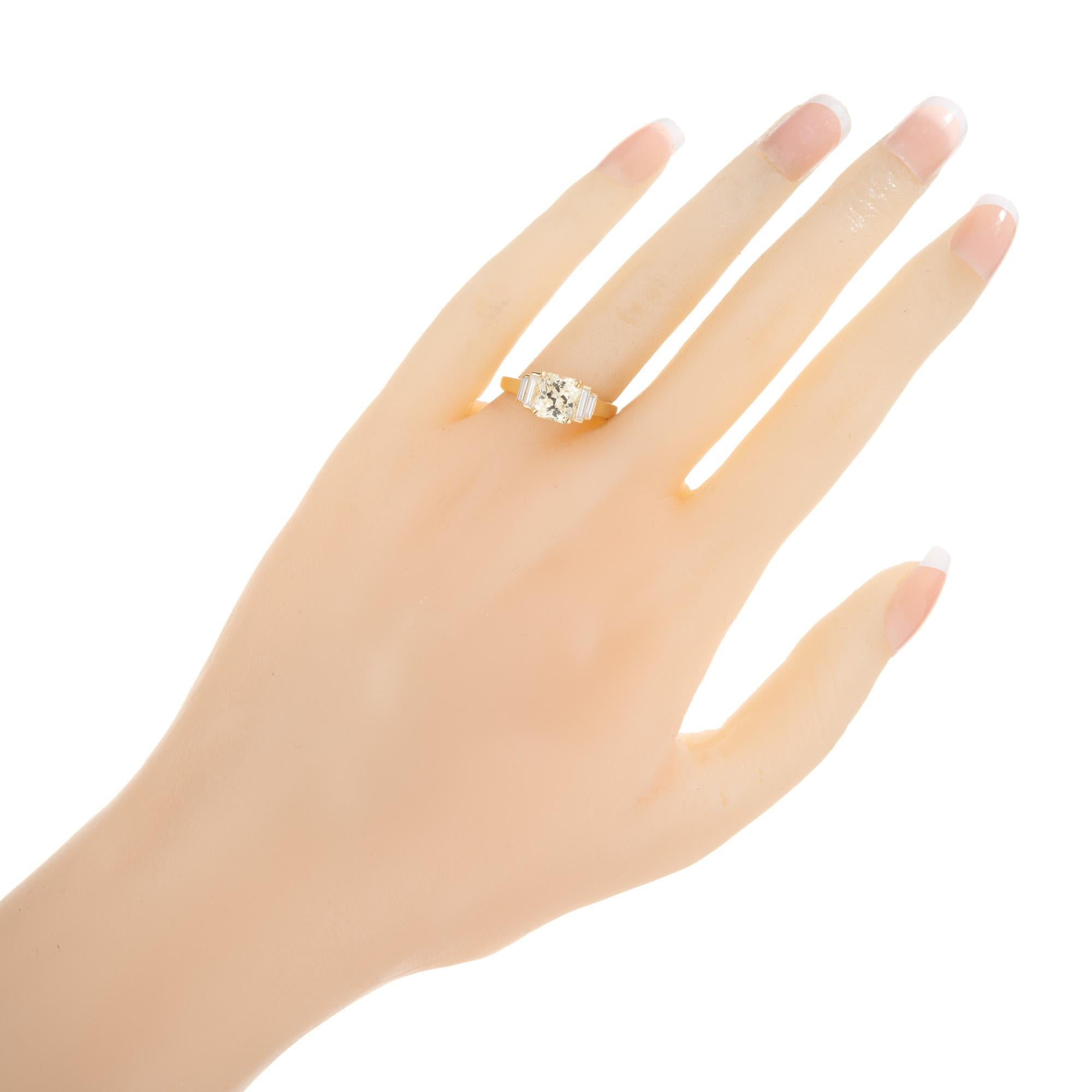 2.00 Carat Octagonal Yellow Sapphire Diamond Yellow Gold Engagement Ring 3