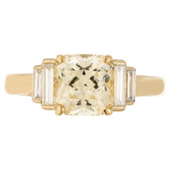 Antique 2.00 Carat Octagonal Yellow Sapphire Diamond Yellow Gold Engagement Ring