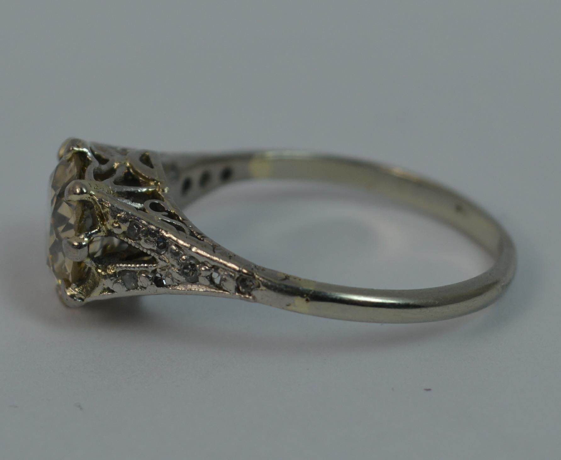 2.00 Carat Old Cut Diamond 18 Carat White Gold Antique Engagement Ring 4