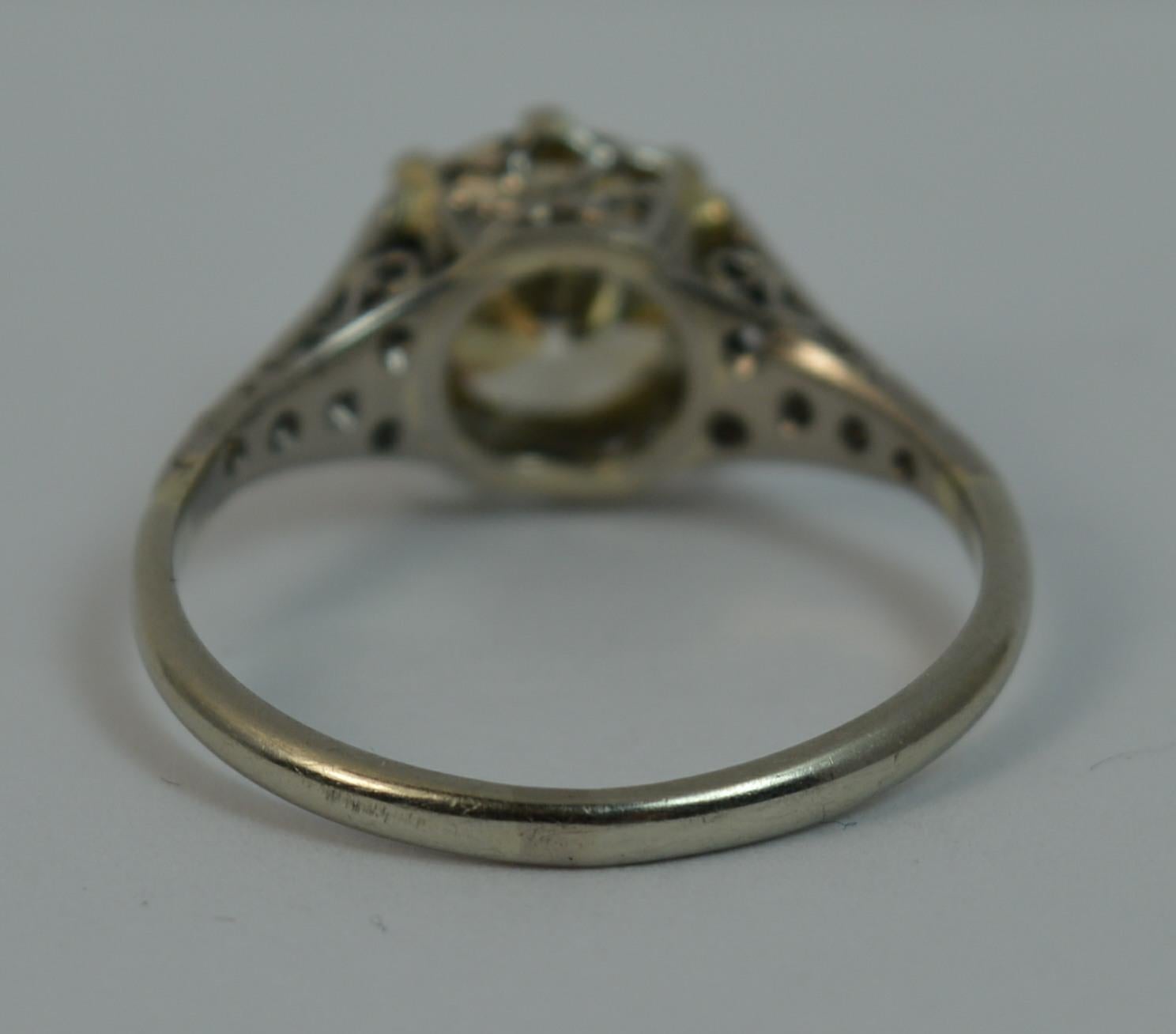 2.00 Carat Old Cut Diamond 18 Carat White Gold Antique Engagement Ring 5