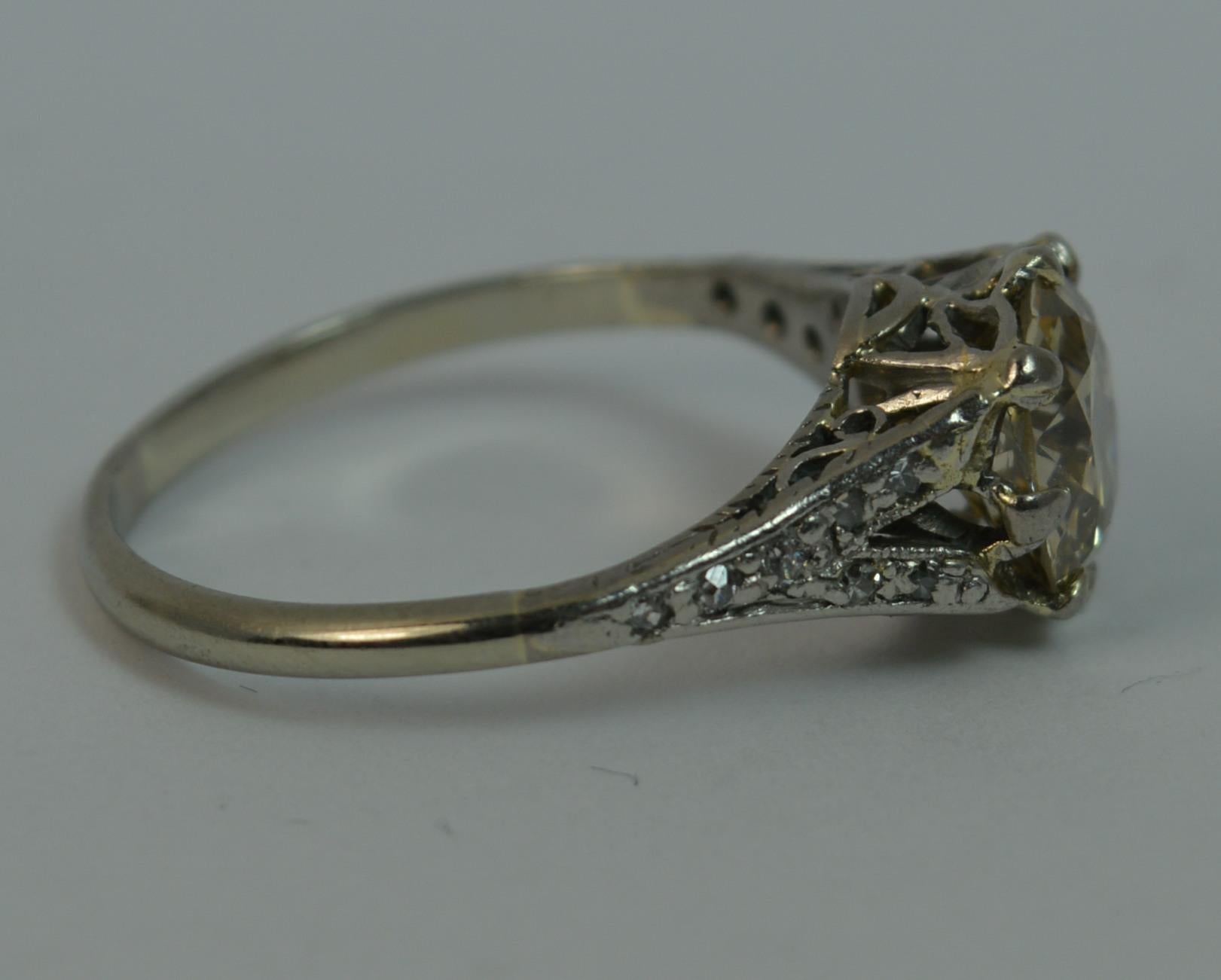 2.00 Carat Old Cut Diamond 18 Carat White Gold Antique Engagement Ring 6
