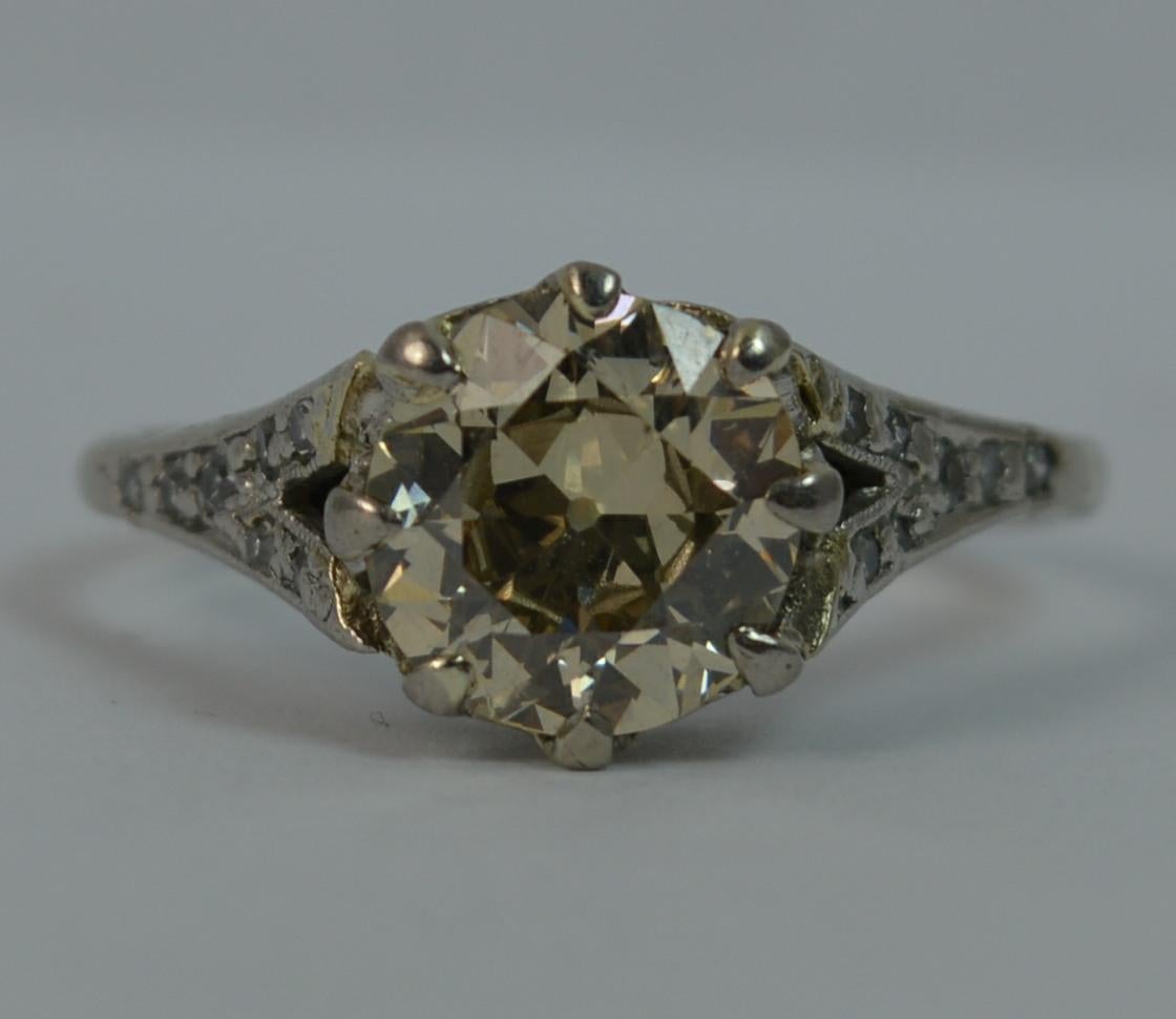 2.00 Carat Old Cut Diamond 18 Carat White Gold Antique Engagement Ring 7