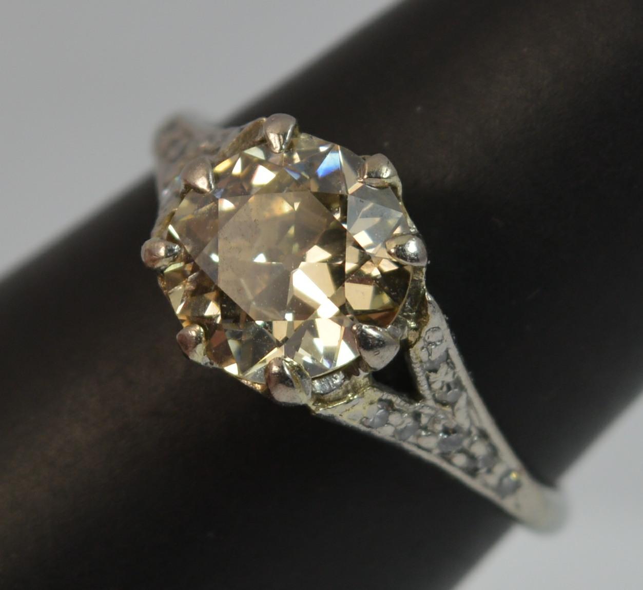2.00 Carat Old Cut Diamond 18 Carat White Gold Antique Engagement Ring 9
