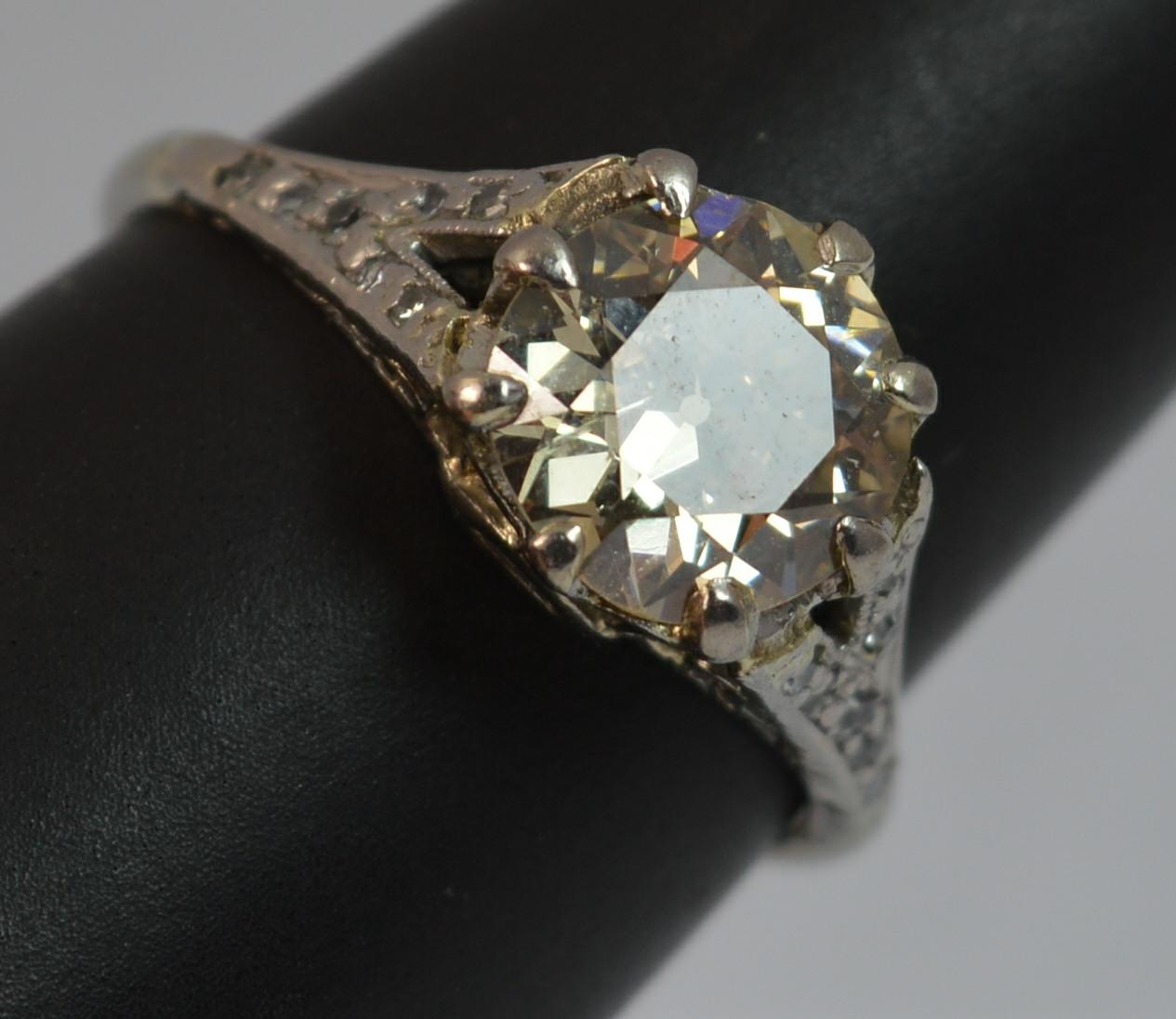 2.00 Carat Old Cut Diamond 18 Carat White Gold Antique Engagement Ring 10