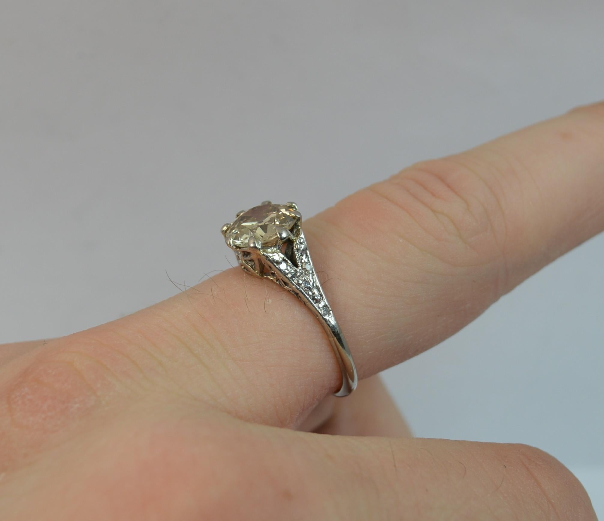 Old European Cut 2.00 Carat Old Cut Diamond 18 Carat White Gold Antique Engagement Ring