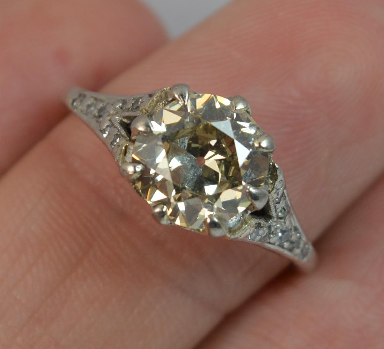 2.00 Carat Old Cut Diamond 18 Carat White Gold Antique Engagement Ring In Good Condition In St Helens, GB