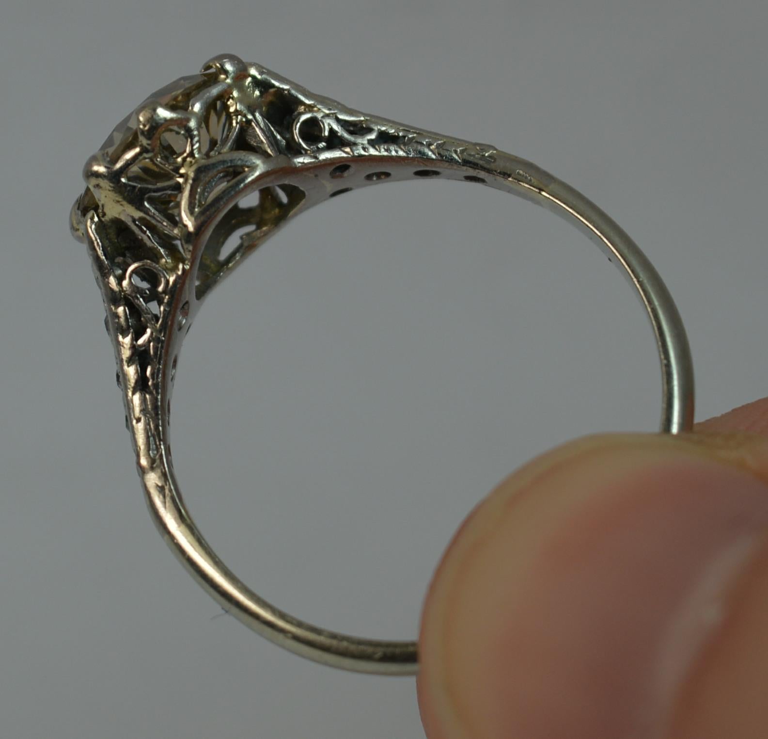 2.00 Carat Old Cut Diamond 18 Carat White Gold Antique Engagement Ring 3