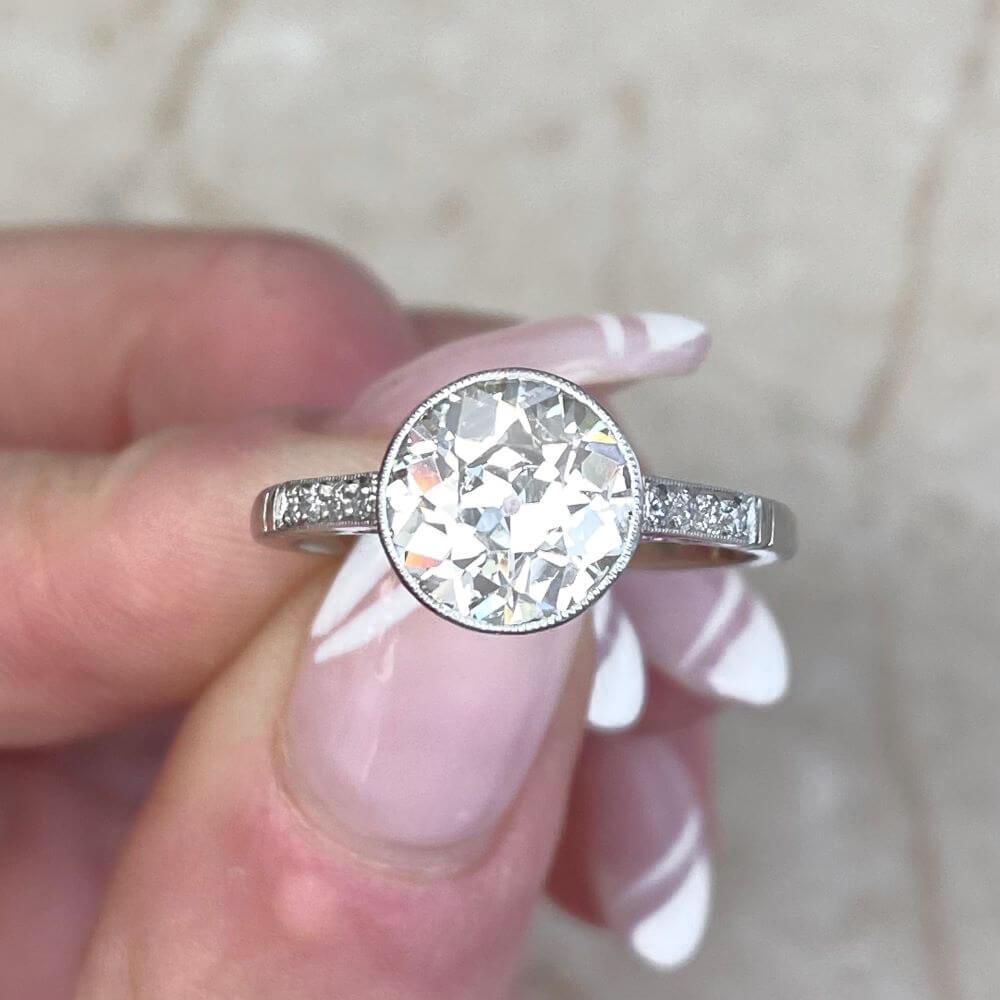 2.00 Carat Old Euro-Cut Diamond Engagement Ring, Platinum For Sale 4