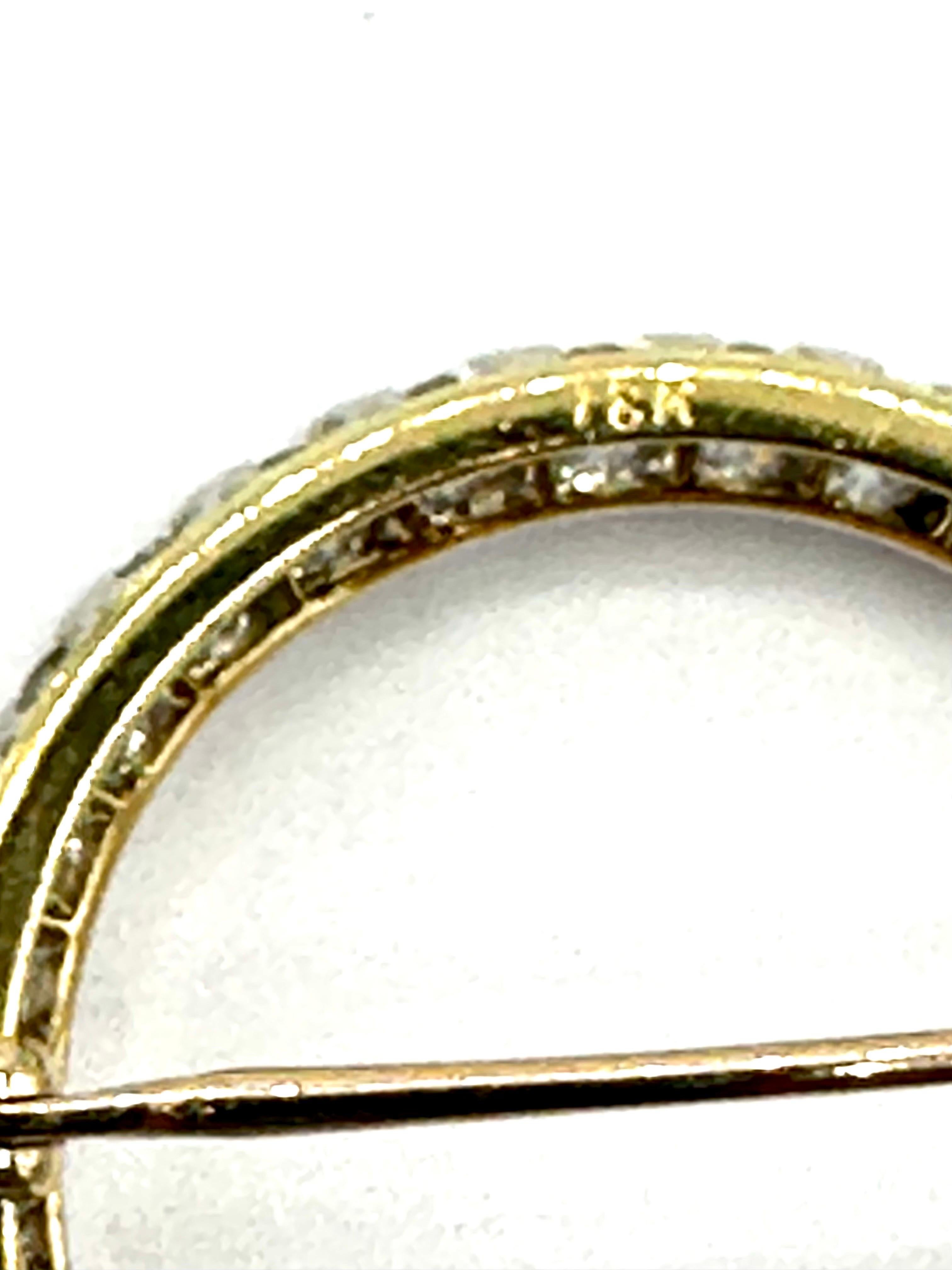 2.00 Carat Old European Cut Diamond Platinum over Gold Horseshoe Brooch In Excellent Condition For Sale In Chevy Chase, MD