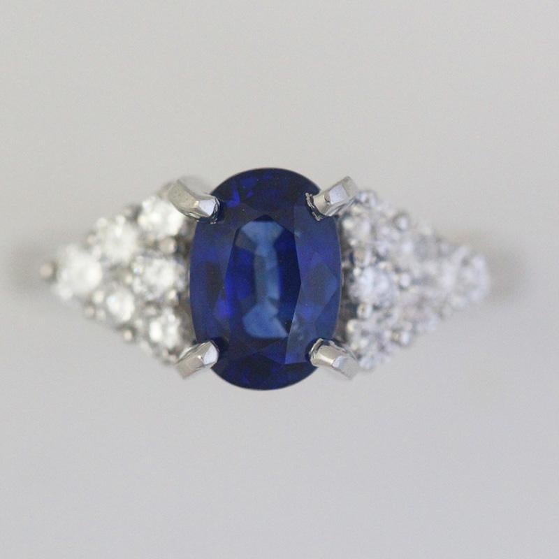 Contemporary 2.00 Carat + Oval Ceylon Sapphire Royal Blue Custom Engagement Ring For Sale