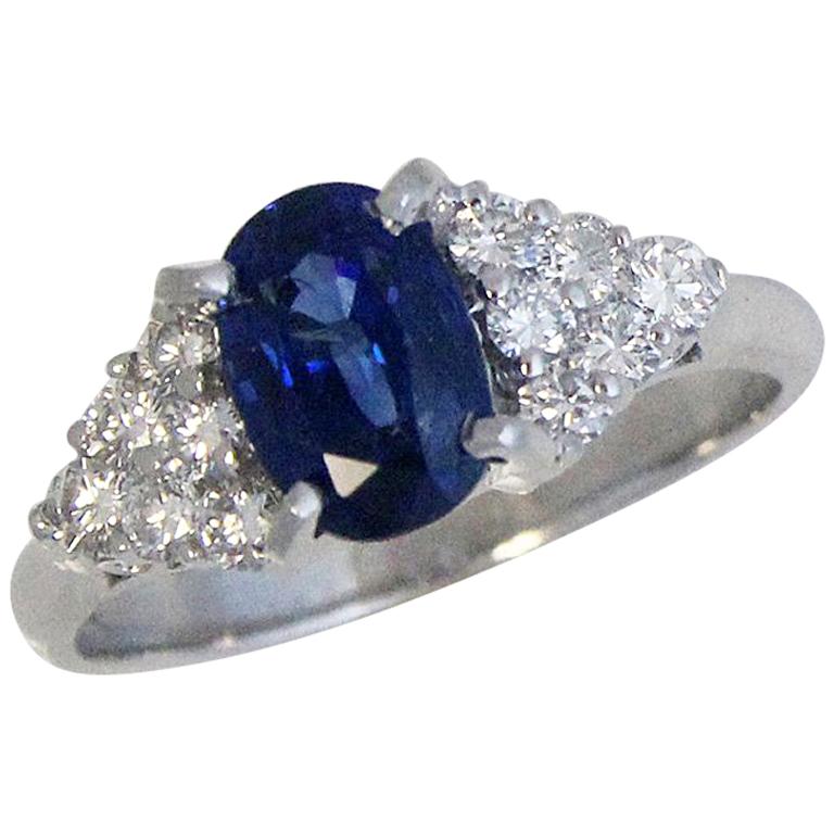 2.00 Carat + Oval Ceylon Sapphire Royal Blue Custom Engagement Ring For Sale