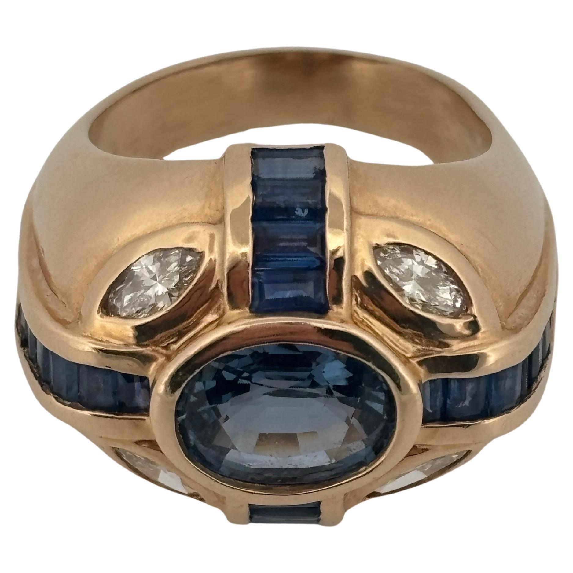 2,00 Karat Blauer Saphir im Ovalschliff 14K Gelbgold 1,40Ctw Diamant Saphir Ring im Zustand „Gut“ im Angebot in Sewickley, PA