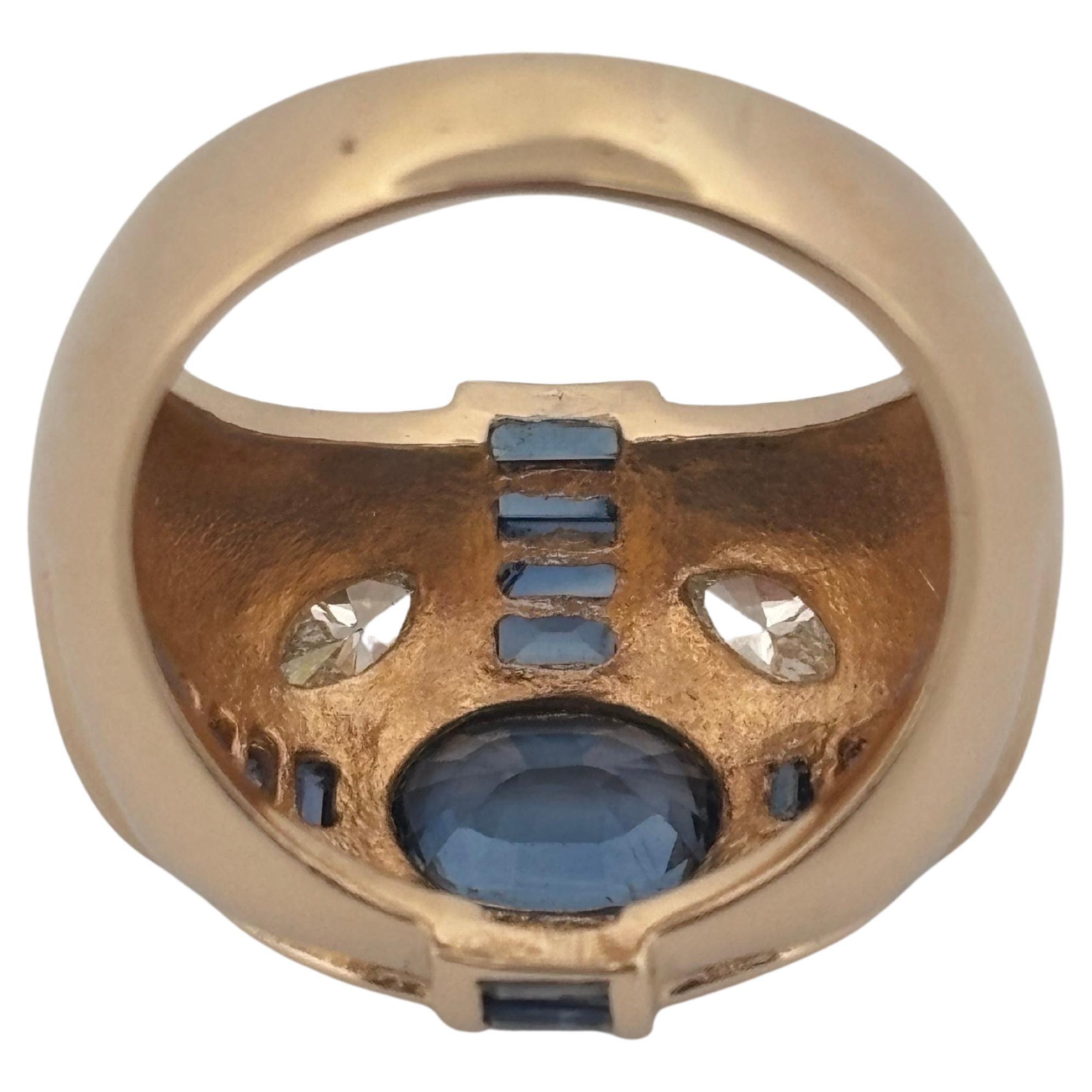 2,00 Karat Blauer Saphir im Ovalschliff 14K Gelbgold 1,40Ctw Diamant Saphir Ring im Angebot 2
