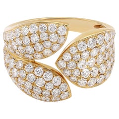 Anillo de diamantes de corte redondo engastados con pavé de 2,00 quilates Oro amarillo de 18 quilates