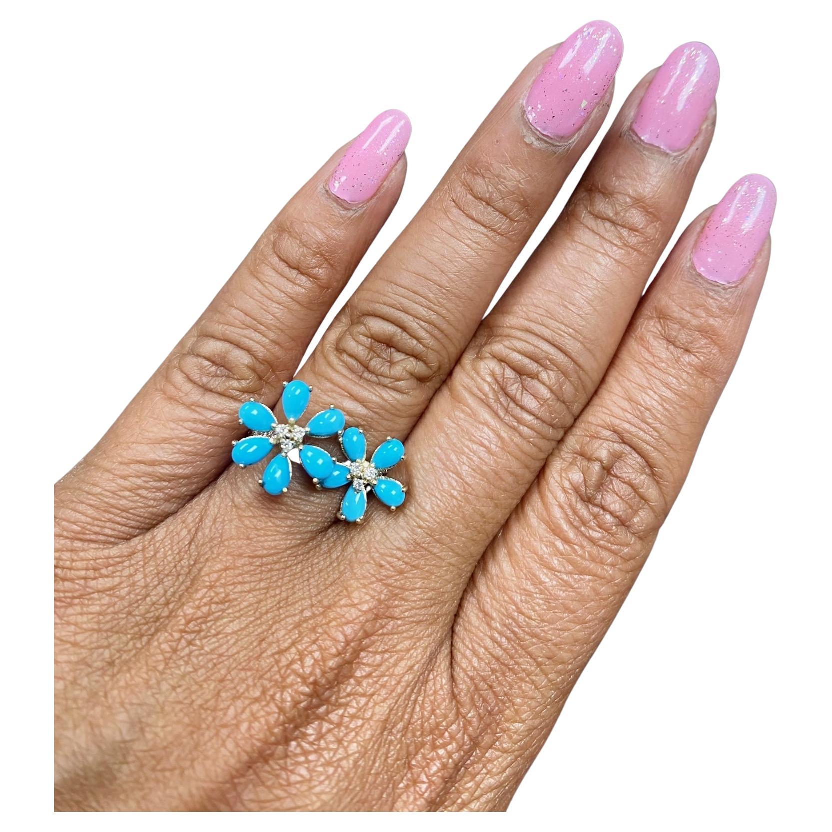 2.00 Carat Pear Cut Turquoise Diamond Yellow Gold Cocktail Ring For Sale 1