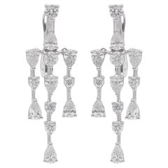 2.00 Carat Pear & Round Diamond Chandelier Earrings 14 Karat White Gold Jewelry