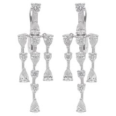 2.00 Carat Pear & Round Diamond Chandelier Earrings 14 Karat White Gold Jewelry