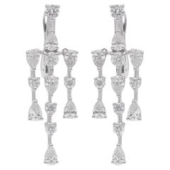 2.00 Carat Pear 
Round Diamond Chandelier Earrings 14 Karat White Gold Jewelry