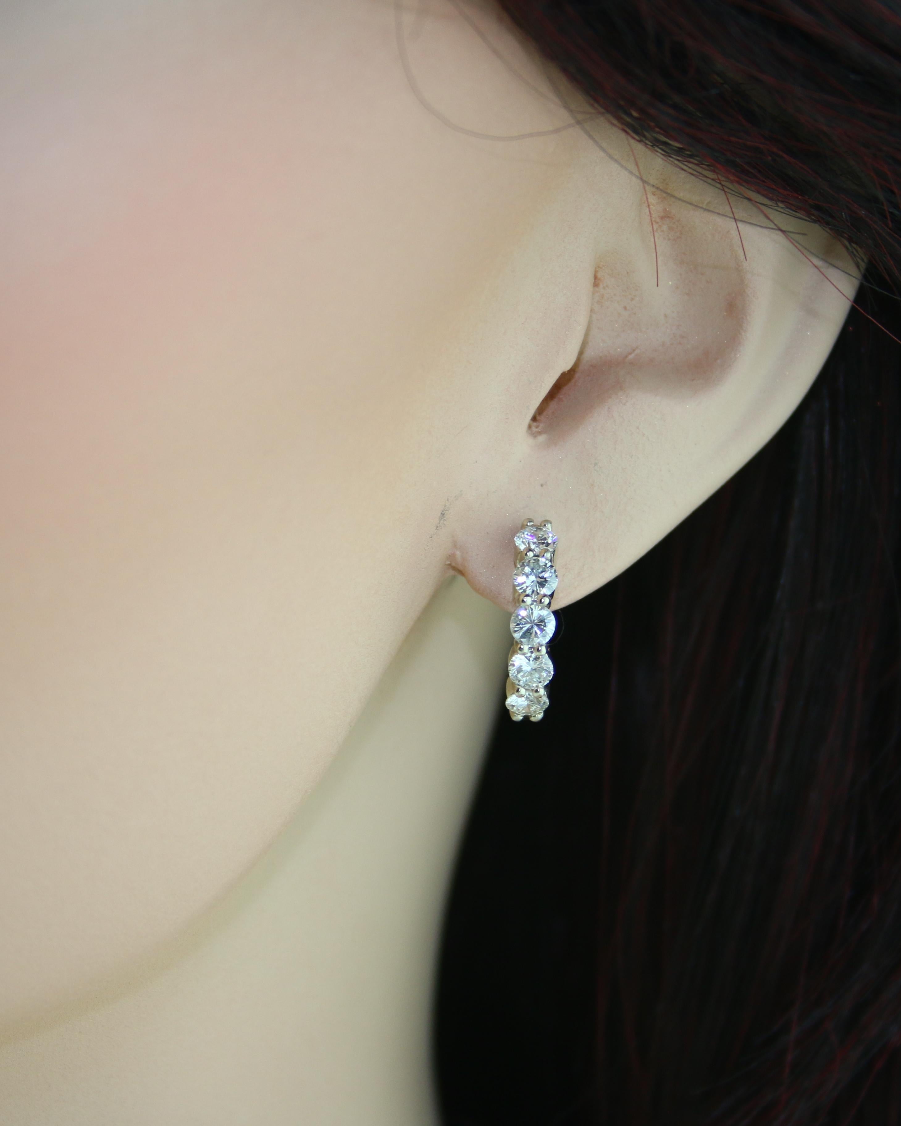 petite diamond huggie hoop earrings