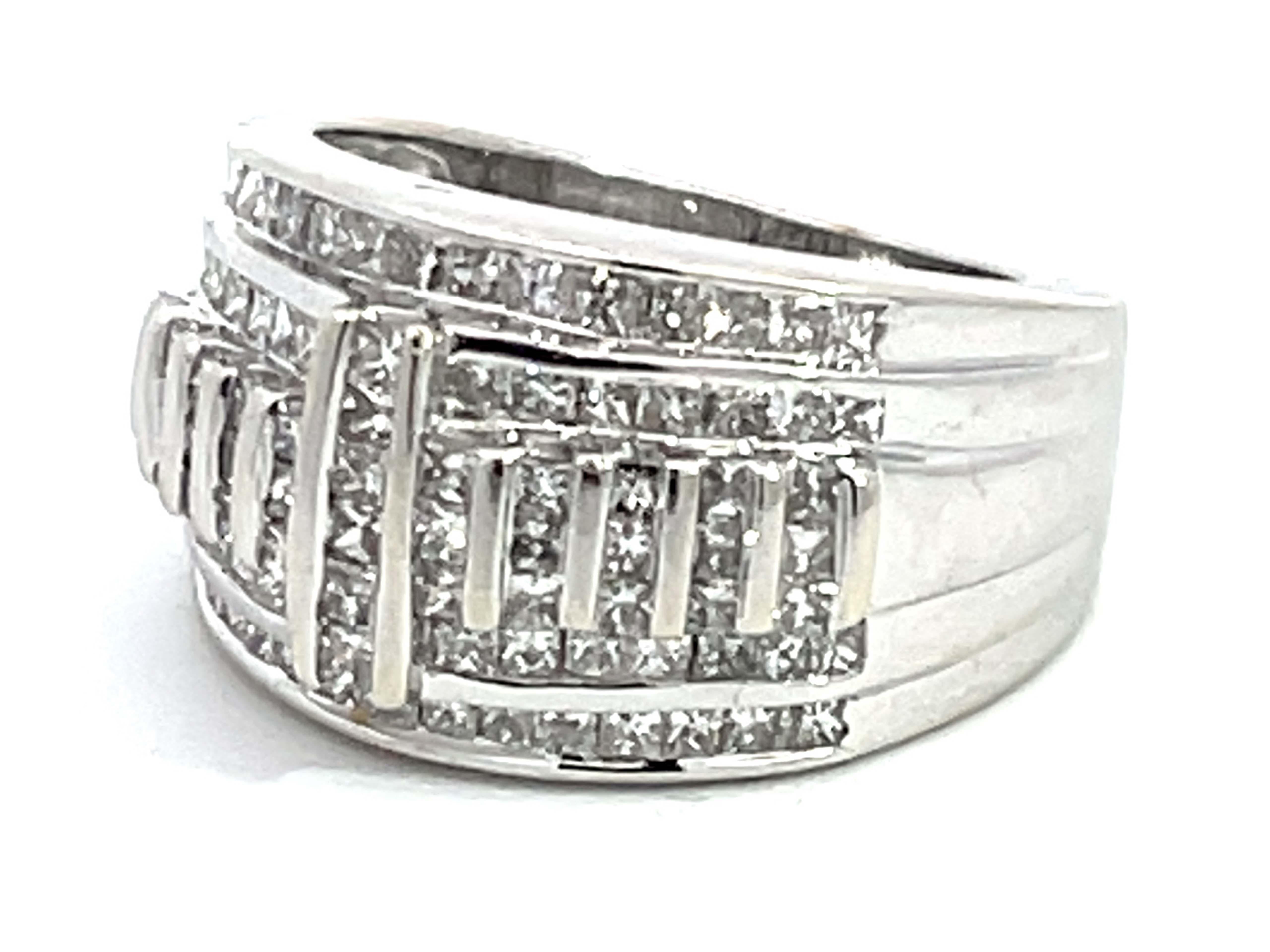 Brilliant Cut 2.00 Carat Princess Cut Diamond Dome Band Ring in 14k White Gold For Sale