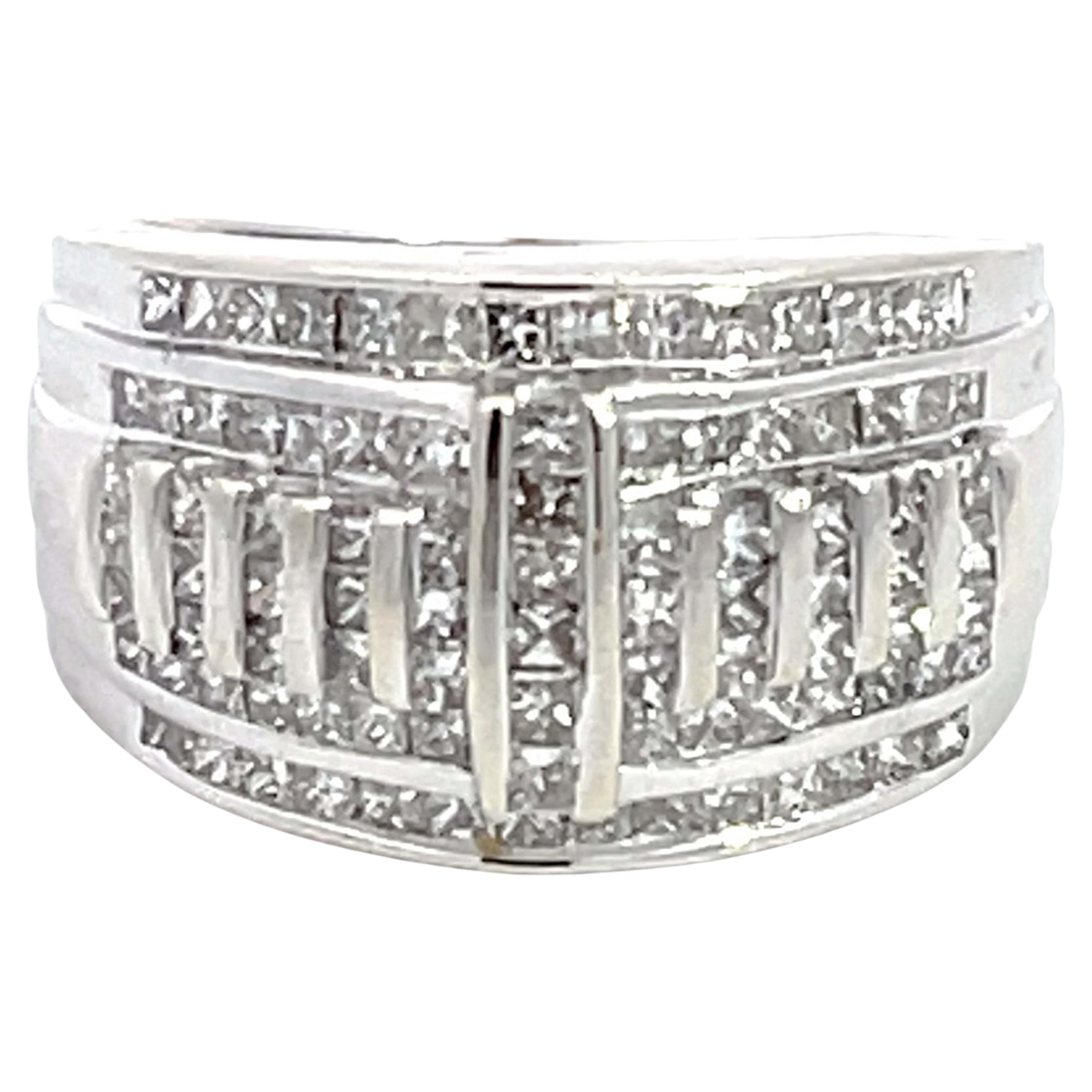 2.00 Carat Princess Cut Diamond Dome Band Ring in 14k White Gold For Sale