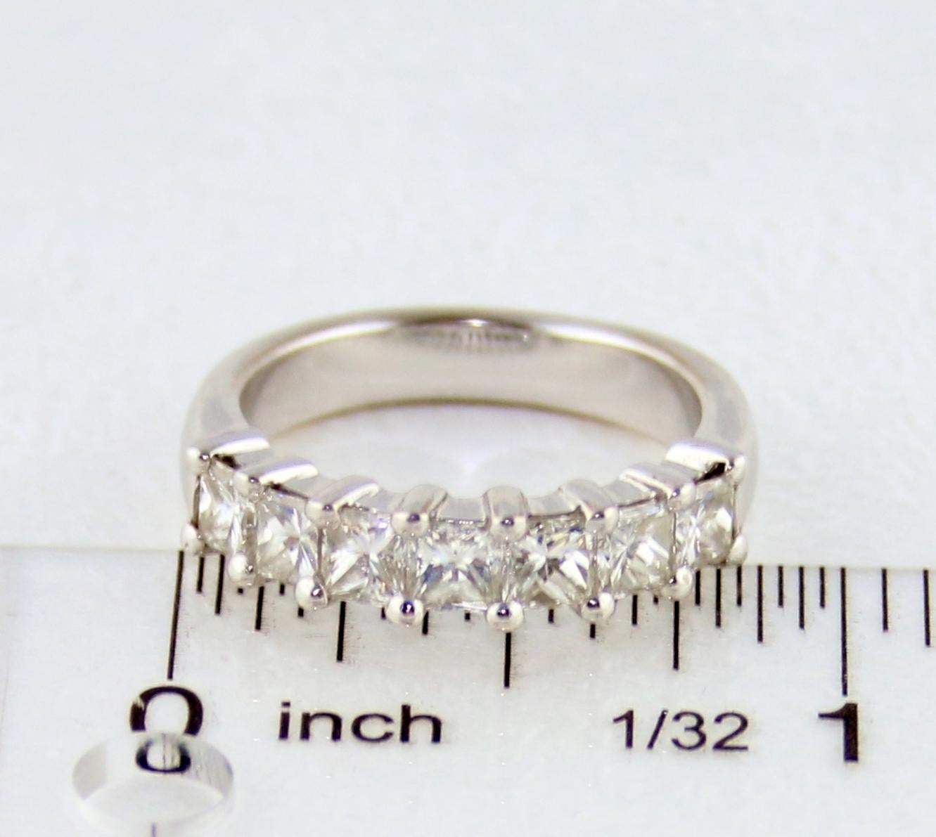 2.00 Carat Princess Cut Diamond Seven-Stone Half Band Gold Ring For Sale 2