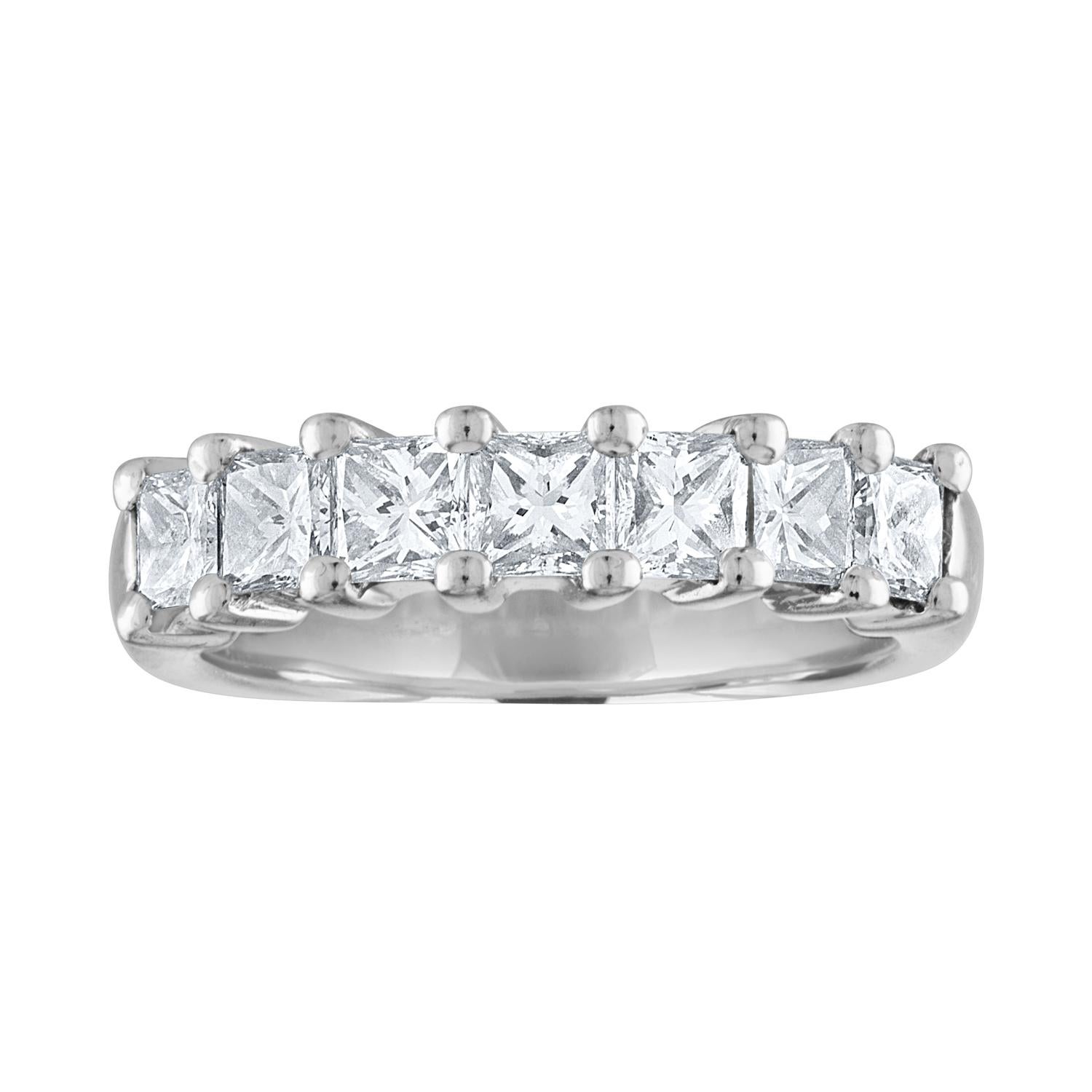 2.00 Carat Princess Cut Diamond Seven-Stone Half Band Gold Ring For Sale