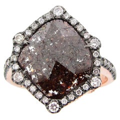 Bague cocktail en or rose avec diamant brun taillé en rose de 2,00 carats