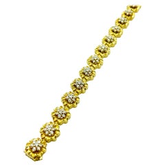 2.00 Carat Round Brilliant Diamond and Yellow Gold Floral Bracelet