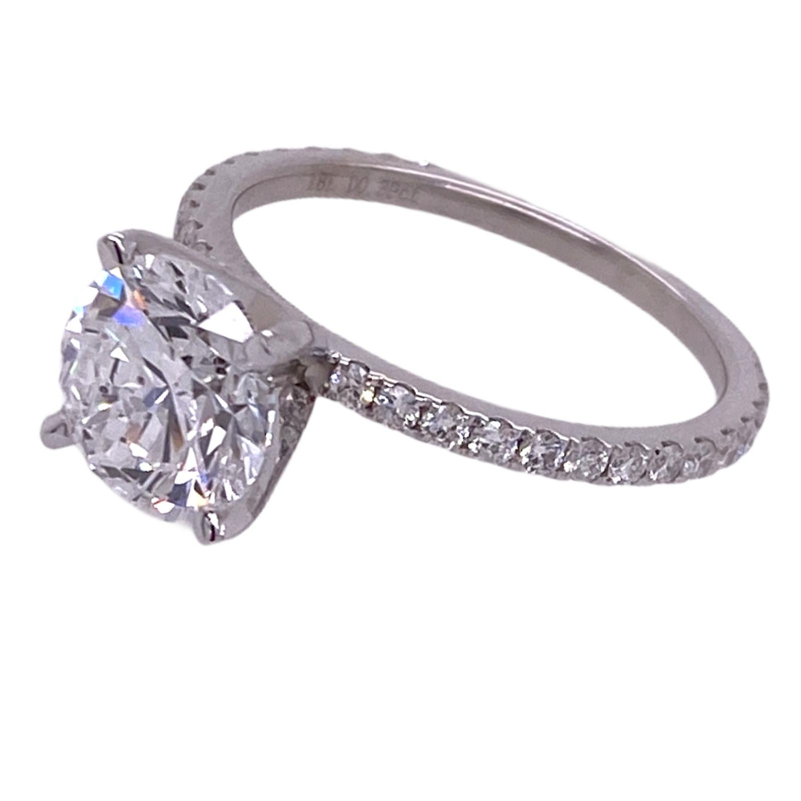 Modern 2.00 Carat Round Brilliant Diamond Engagement Ring GIA D/SI1 18 Karat White Gold