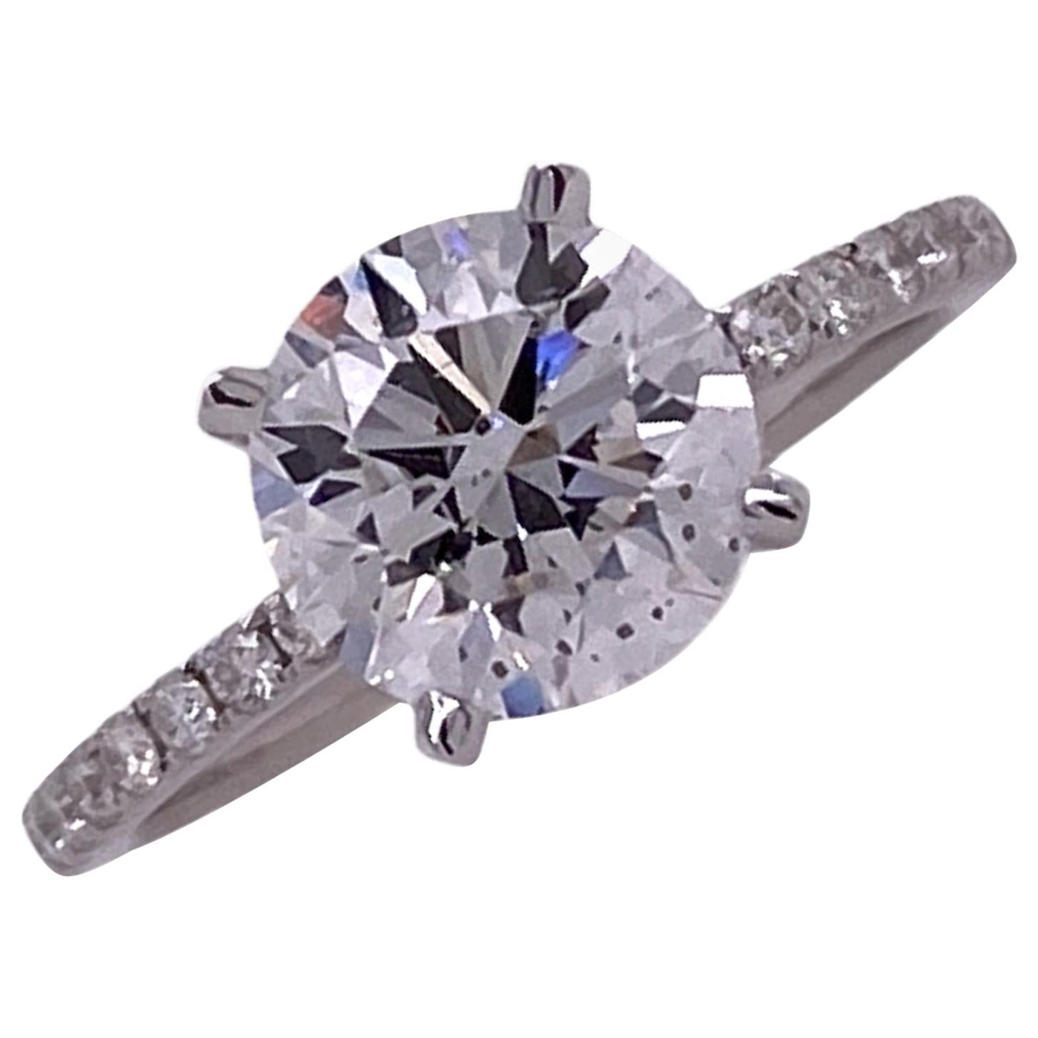 2.00 Carat Round Brilliant Diamond Engagement Ring GIA D/SI1 18 Karat White Gold