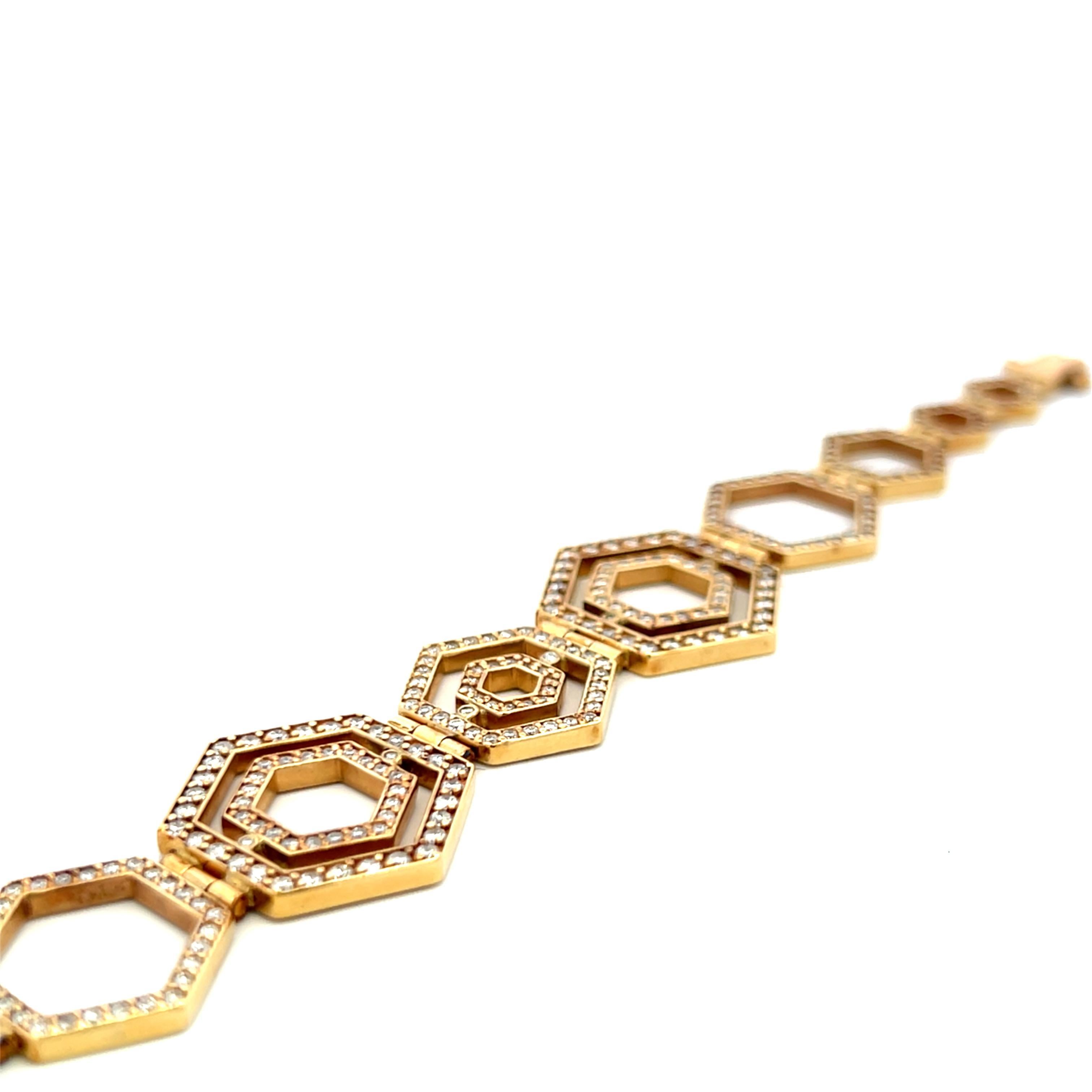 Taille brillant Bracelet à maillons en or jaune 14 carats avec diamants ronds brillants G VS2 de 2,00 carats en vente