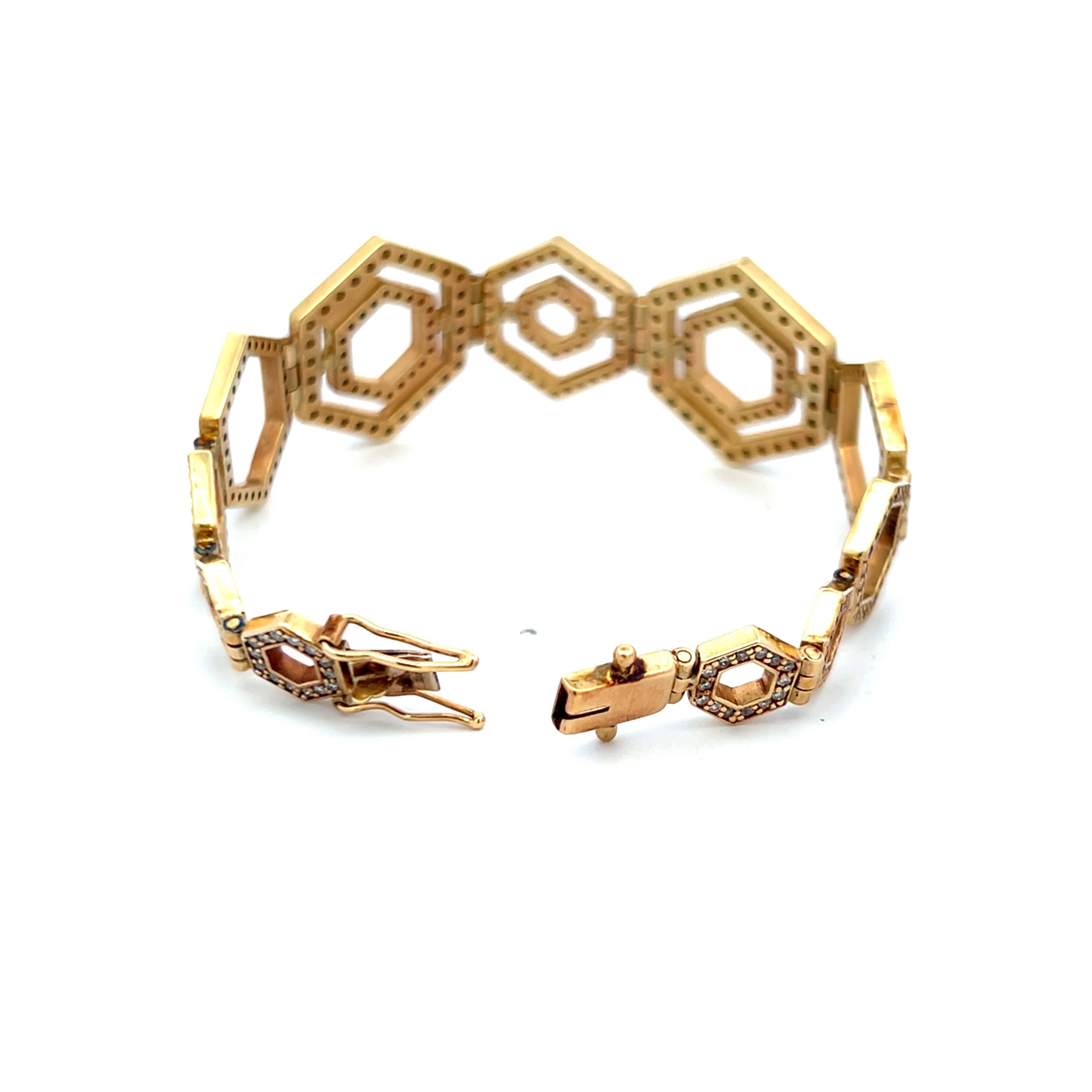 Bracelet à maillons en or jaune 14 carats avec diamants ronds brillants G VS2 de 2,00 carats Bon état - En vente à New York, NY