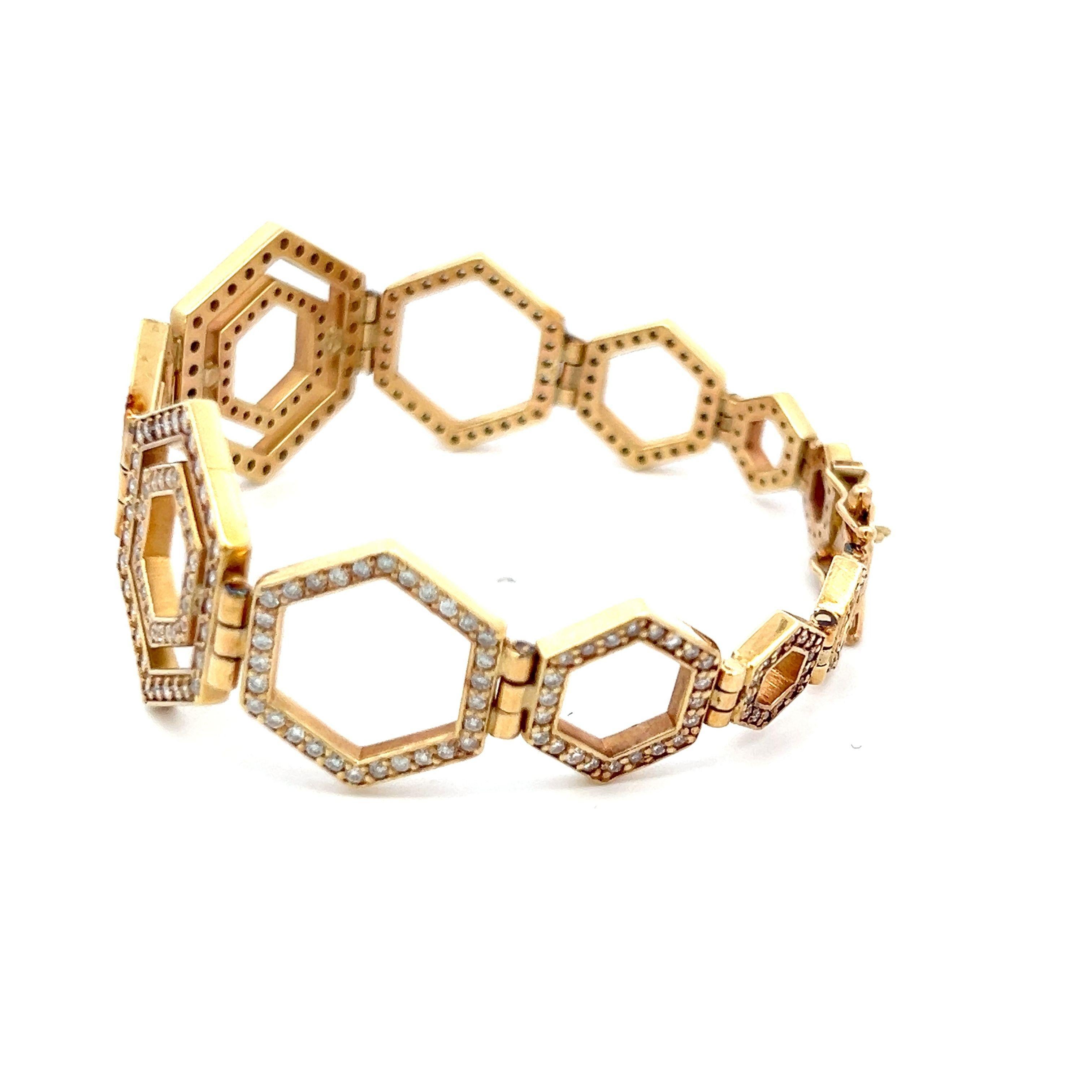 Bracelet à maillons en or jaune 14 carats avec diamants ronds brillants G VS2 de 2,00 carats Pour femmes en vente