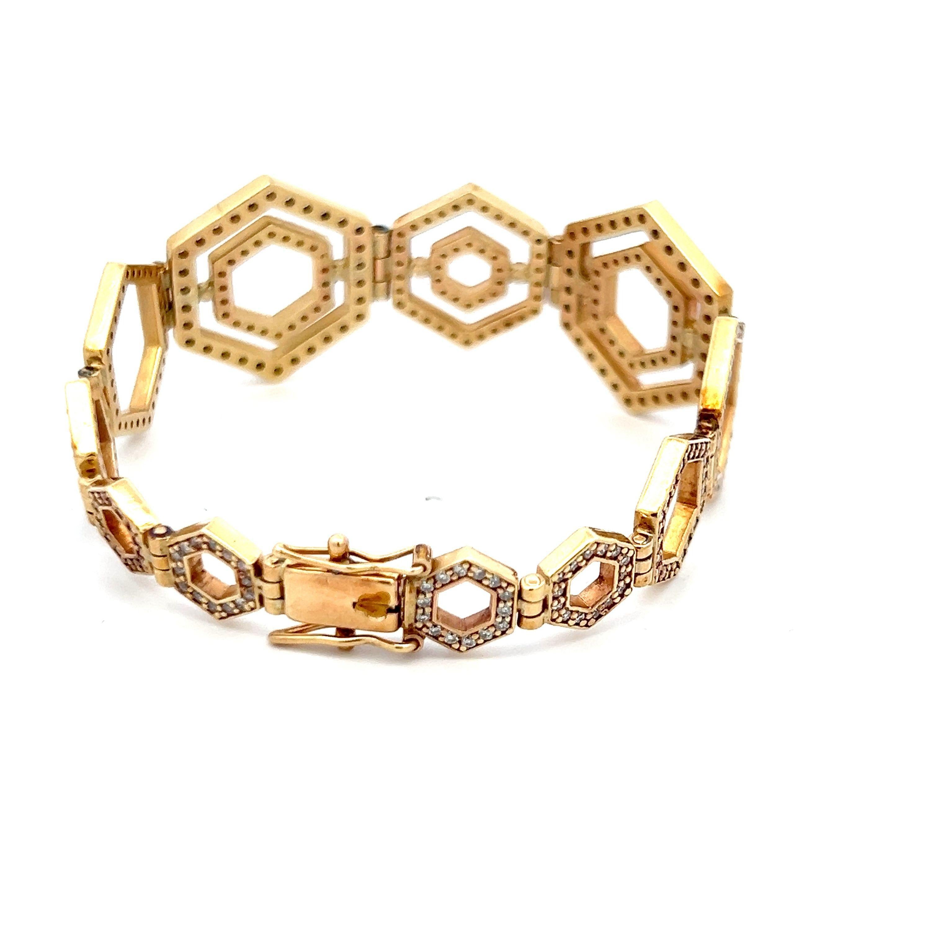 Bracelet à maillons en or jaune 14 carats avec diamants ronds brillants G VS2 de 2,00 carats en vente 1