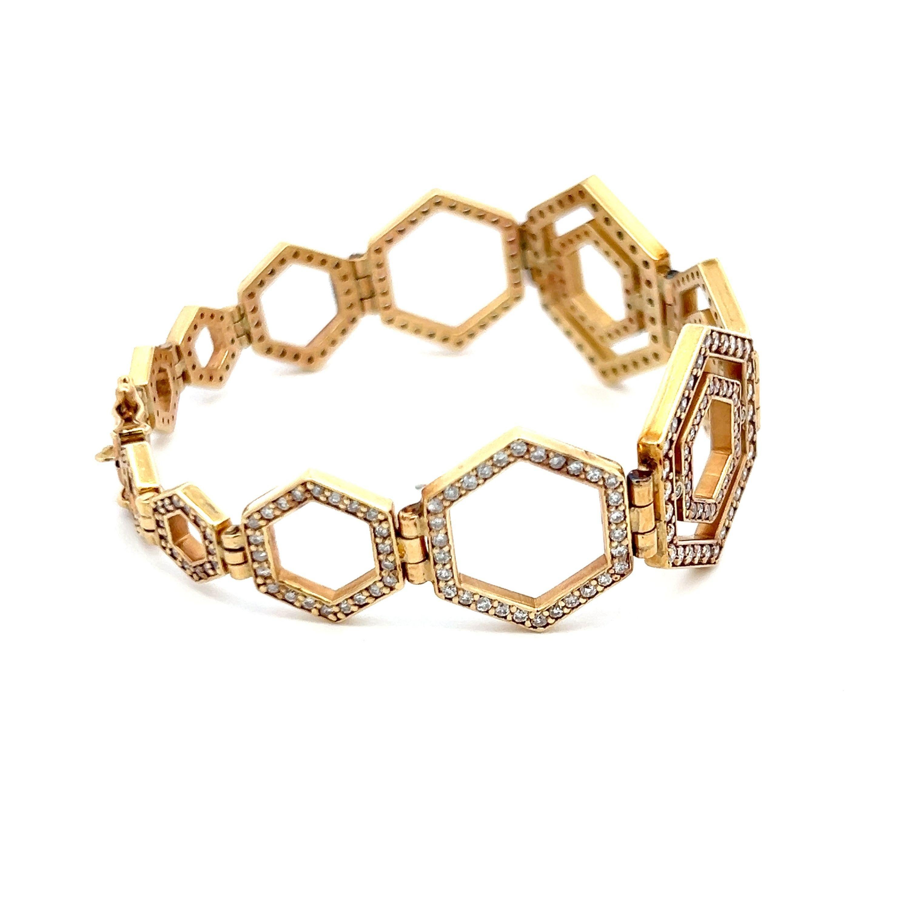 Bracelet à maillons en or jaune 14 carats avec diamants ronds brillants G VS2 de 2,00 carats en vente 2