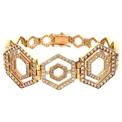 2.00 Carat Round Brilliant G VS2 Diamond 14 Karat Yellow Gold Link Bracelet