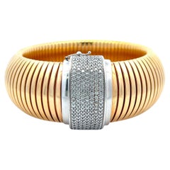 2,00 Carati Rotondo Brillante H VS1 Diamante 18 Carati Oro Tubogas Bicolore Bracciale