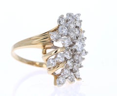 2.00 Carat Round Cut Diamond 14 Karat Yellow Gold Cluster Ring