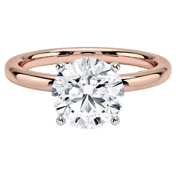 2.00 Carat Round Diamond 4-Prong Ring in 14k Rose Gold