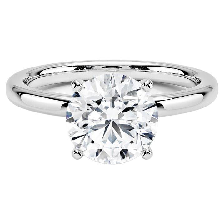 2.00 Carat Round Diamond 4-Prong Ring in 14k White Gold For Sale