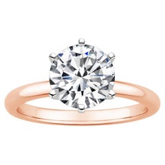 2.00 Carat Round Diamond 6-Prong Ring in 14k Rose Gold