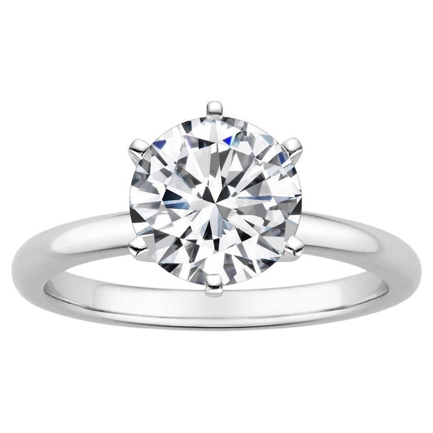 2.00 Carat Round Diamond 6-Prong Ring in 14k White Gold For Sale