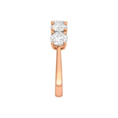 2.00 Carat Round White Diamond 5 Stone 18KT Rose Gold Half Eternity Modern Ring