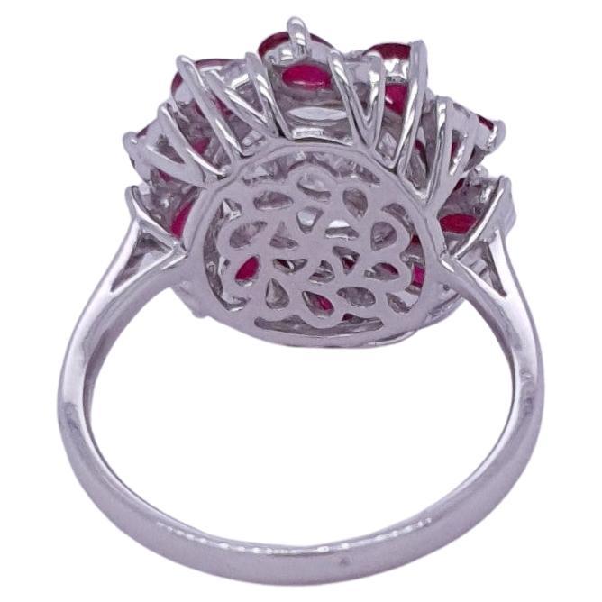 2.00 Carat Ruby and Diamond Illusion Ring in 18 Karat Gold For Sale 1
