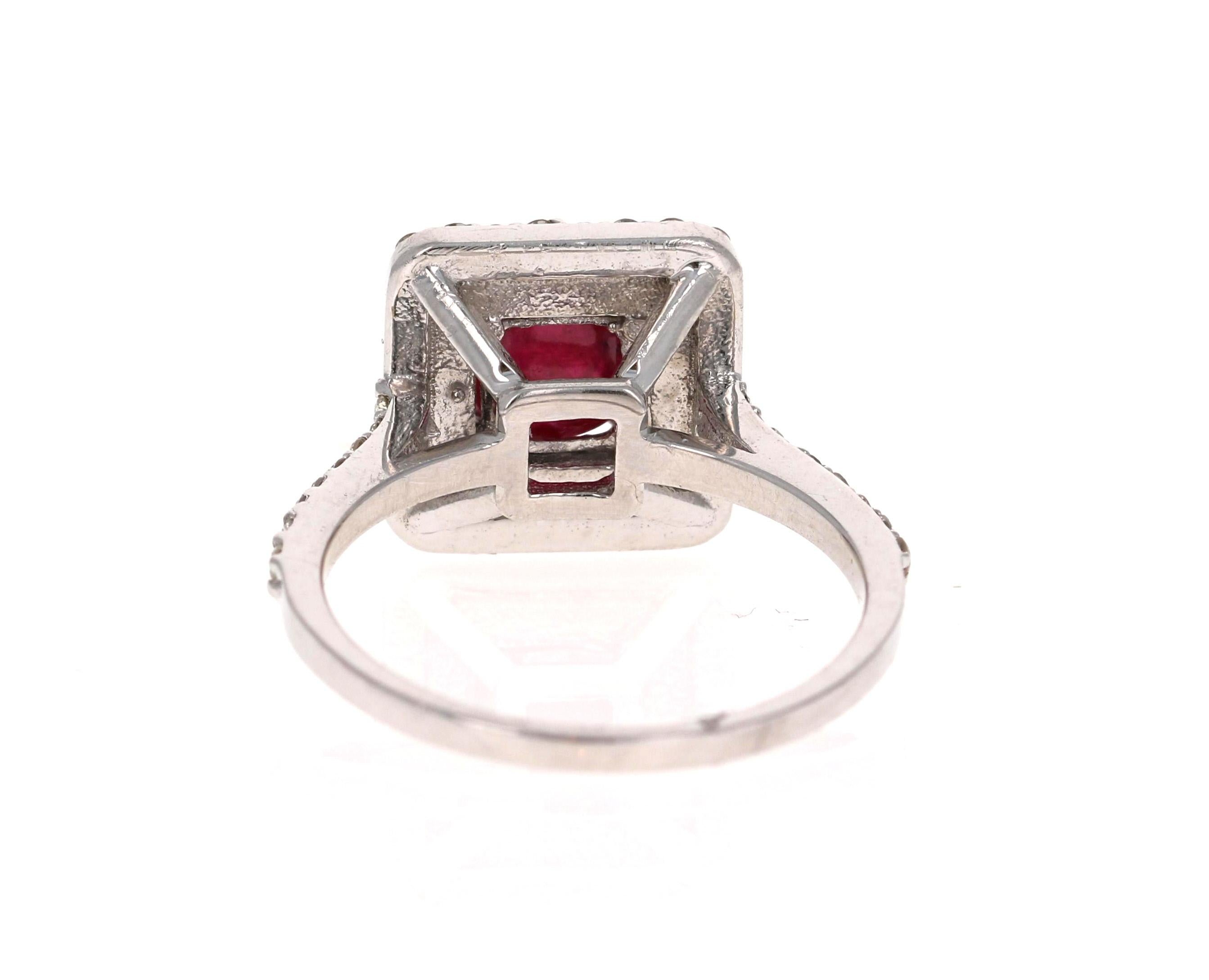 Round Cut 2.00 Carat Ruby Diamond White Gold 14 Karat Halo Ring