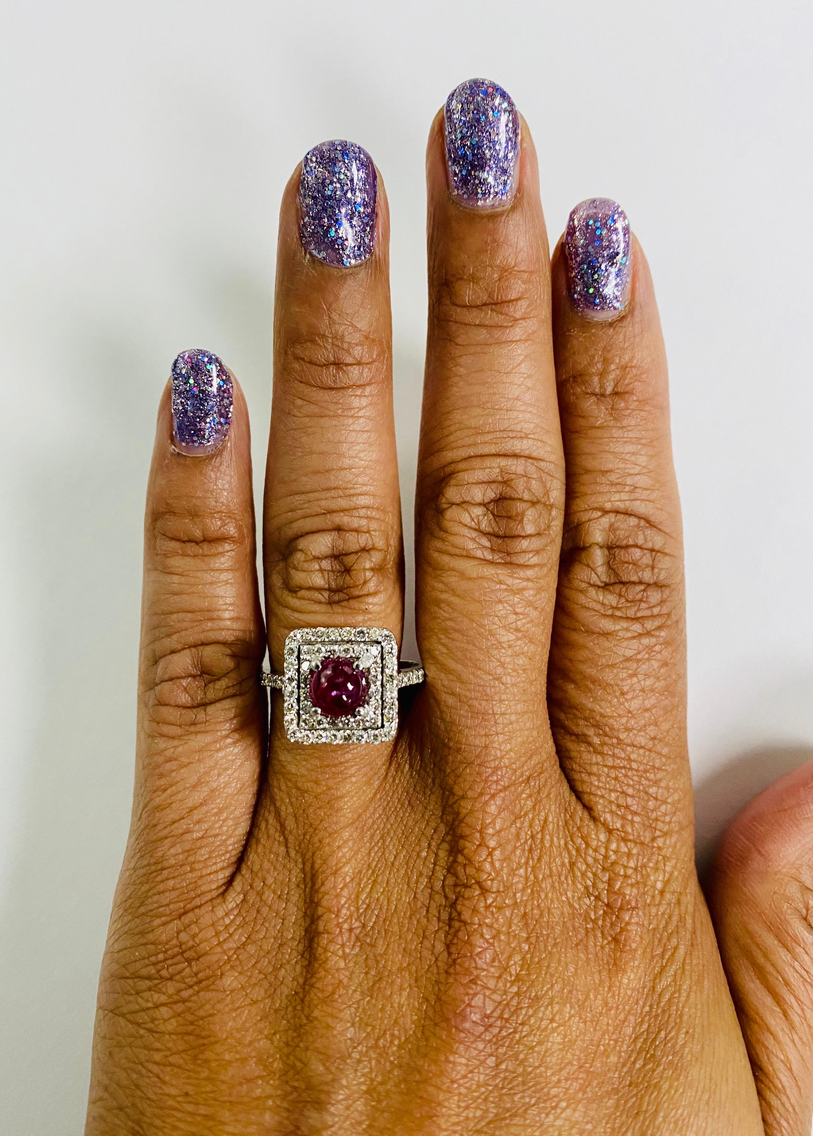 2.00 Carat Ruby Diamond White Gold 14 Karat Halo Ring In New Condition In Los Angeles, CA