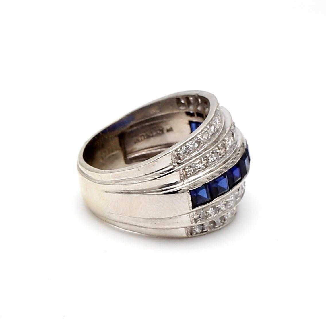 Taille princesse Bague jonc en platine avec saphir de 2,00 carats et diamants ronds de 0,61 carat en vente