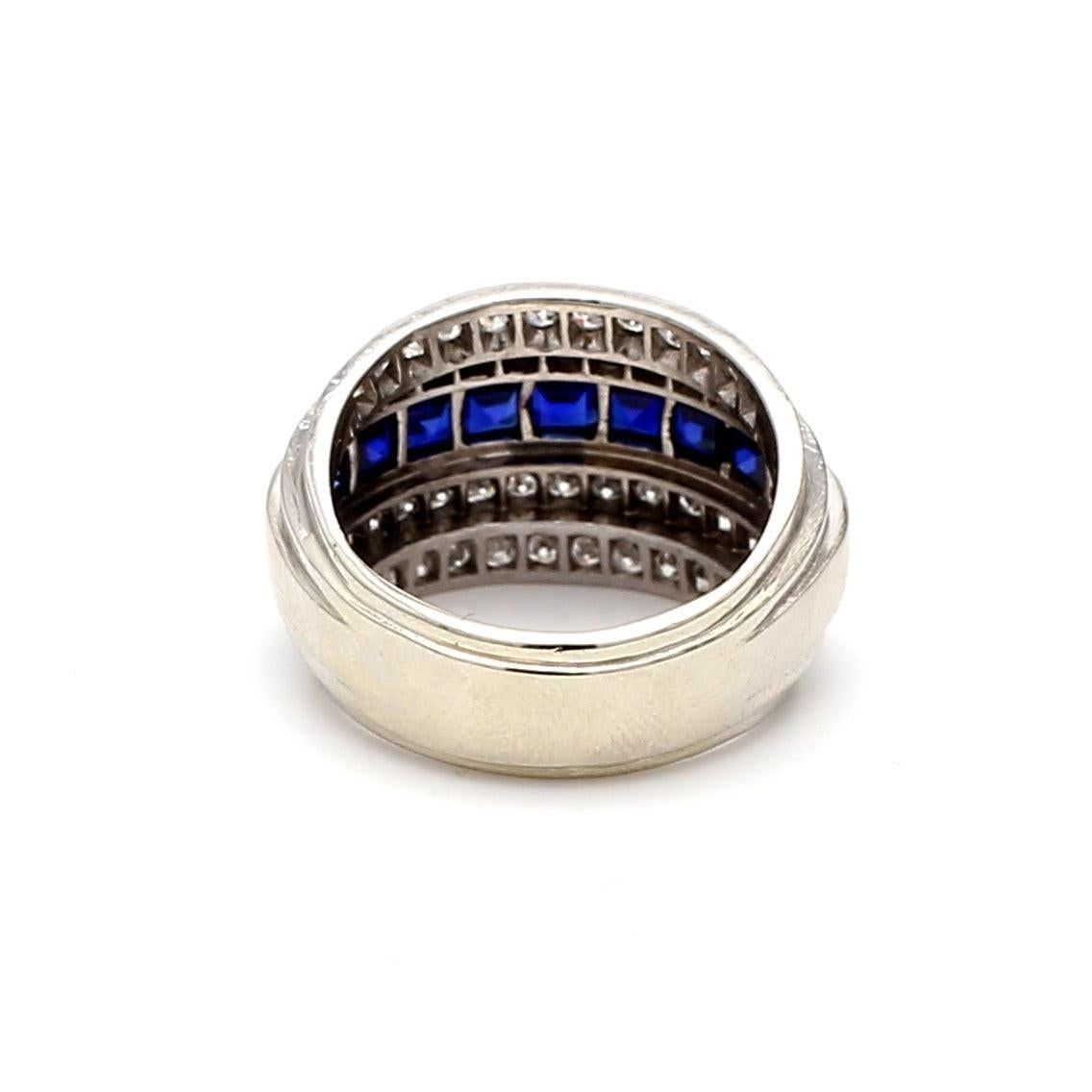 Bague jonc en platine avec saphir de 2,00 carats et diamants ronds de 0,61 carat Pour femmes en vente